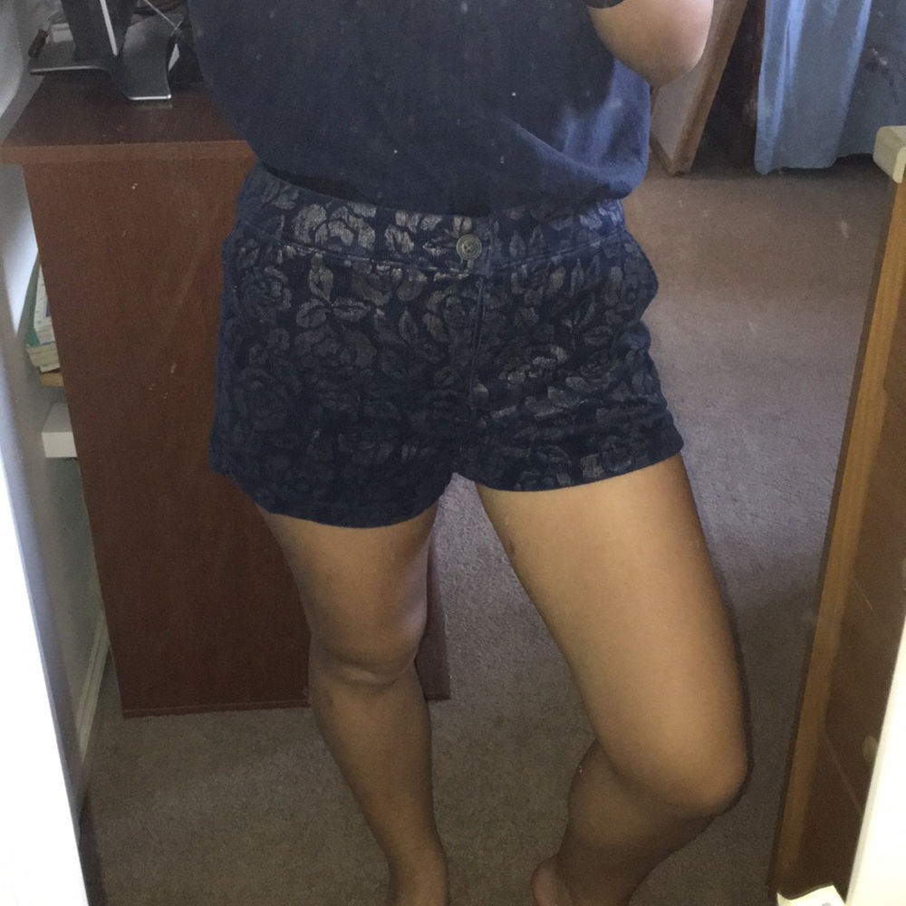 Abercrombie & Fitch Gold and Blue Floral Shorts